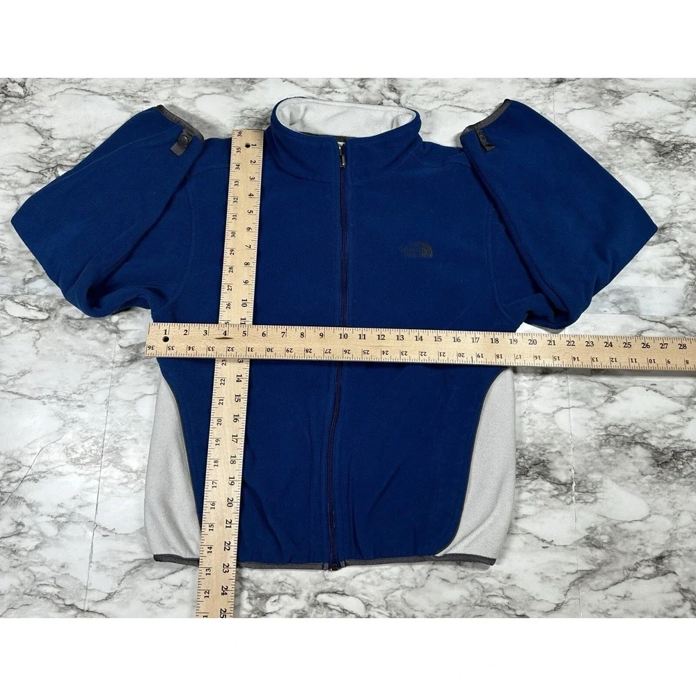 The North Face Sweater YOUTH BOYS Size L Blue Fleece Full Zip Pockets Embroidere